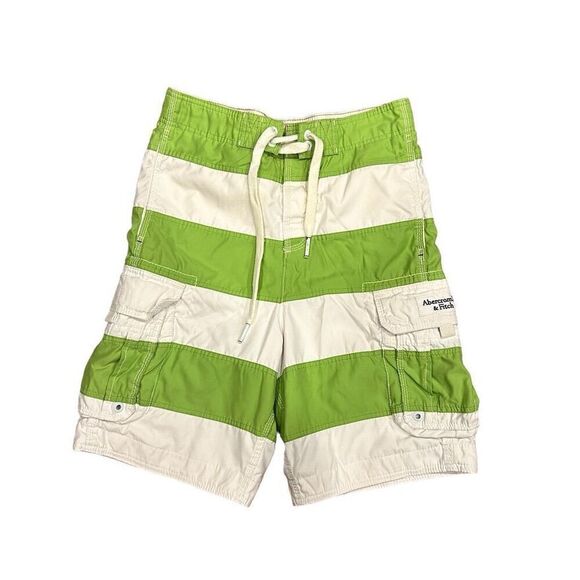 Abercrombie & Fitch Men's XS Striped Cargo Board Shorts Multicolor Drawstring - Picture 1 of 3